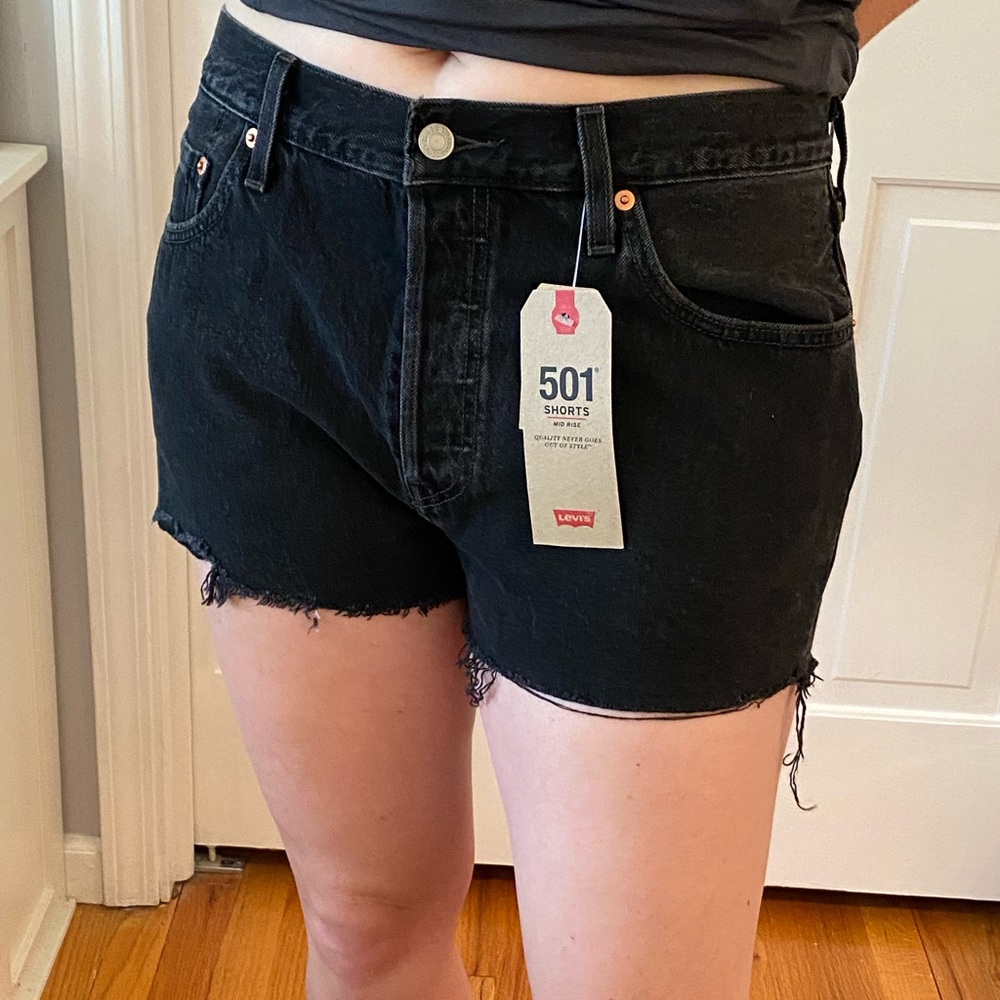 501 Black Denim Cutoff Shorts